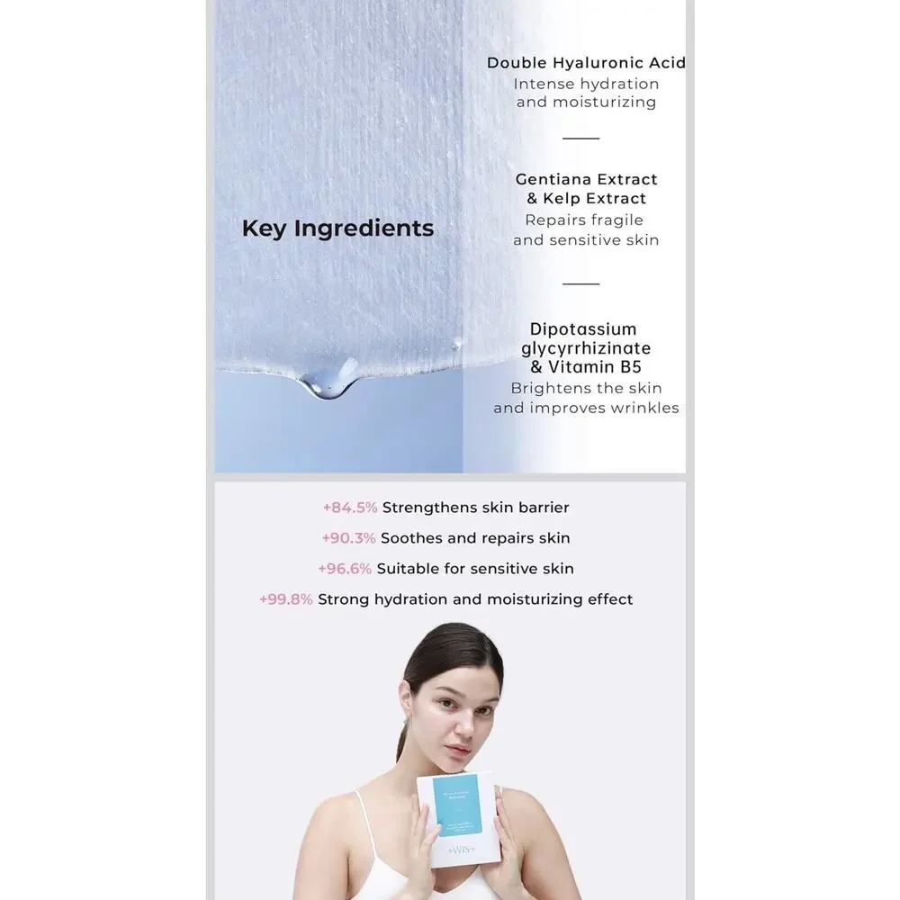 +WIS+ Hyaluronic Acid Face Mask Sheet For All Skin Types Hydrating New